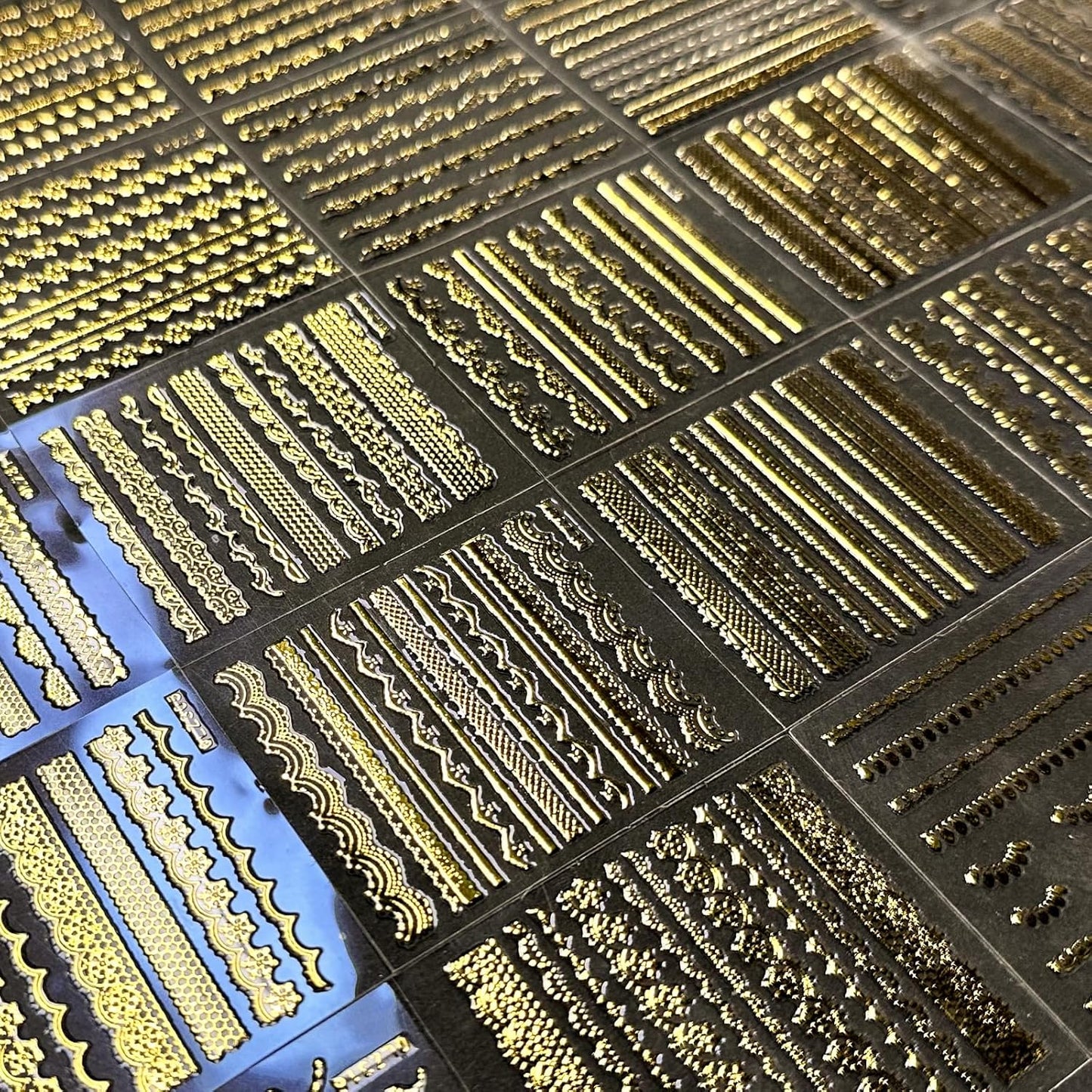 30 Sheets Gold Line Nail Art Stickers Gold Lace Nail Stickers 3D Self-Adhesive Gold Nail Decals Acrylic Nails DIY Design Nail Supplies for Women