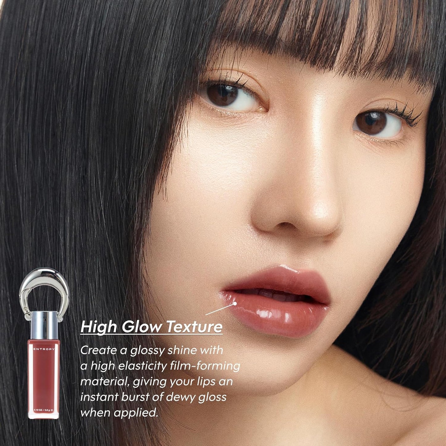 ENTROPY Makeup 2-in-1 Charm Shiny Glowy Lip & Cheek Gloss Tint Keychain, High Pigment Glossy Lip Color & Plumping Gloss, C2 Water Rose Charm