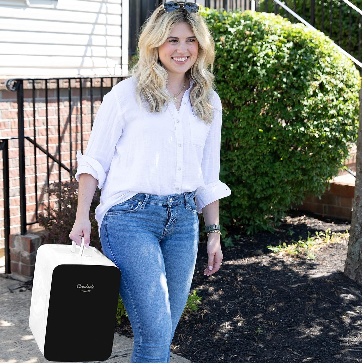 Cooluli 10L Mini Fridge for Bedroom, Car, Office Desk & Dorm - Portable Thermoelectric Cooler & Warmer for Food, Drinks, Skincare - AC/DC Refrigerator with Glass Front, Black