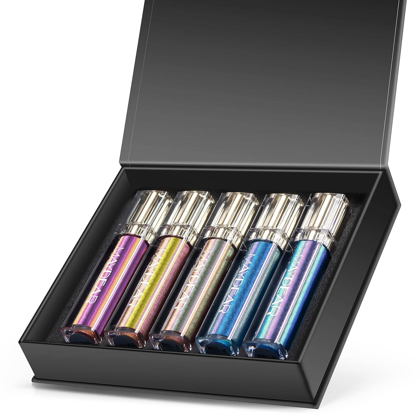 Maydear Chameleon Lipstick 5 Colors Set, Long Lasting Waterproof Colourful Diamond Shimmer Lip Gloss for Women Girls Makeup kit