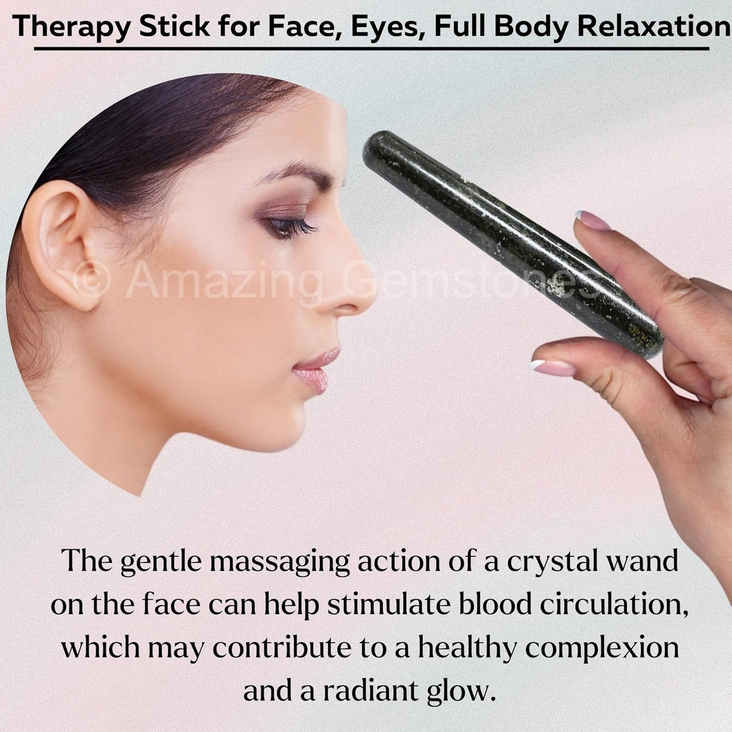 Amazing Gemstone Nuummite Crystal Wand Massage Stick - Pelvic Wand Gua Sha for Adults - Crystals and Healing Stones Massage Wands for Adults Gifts (Smooth)