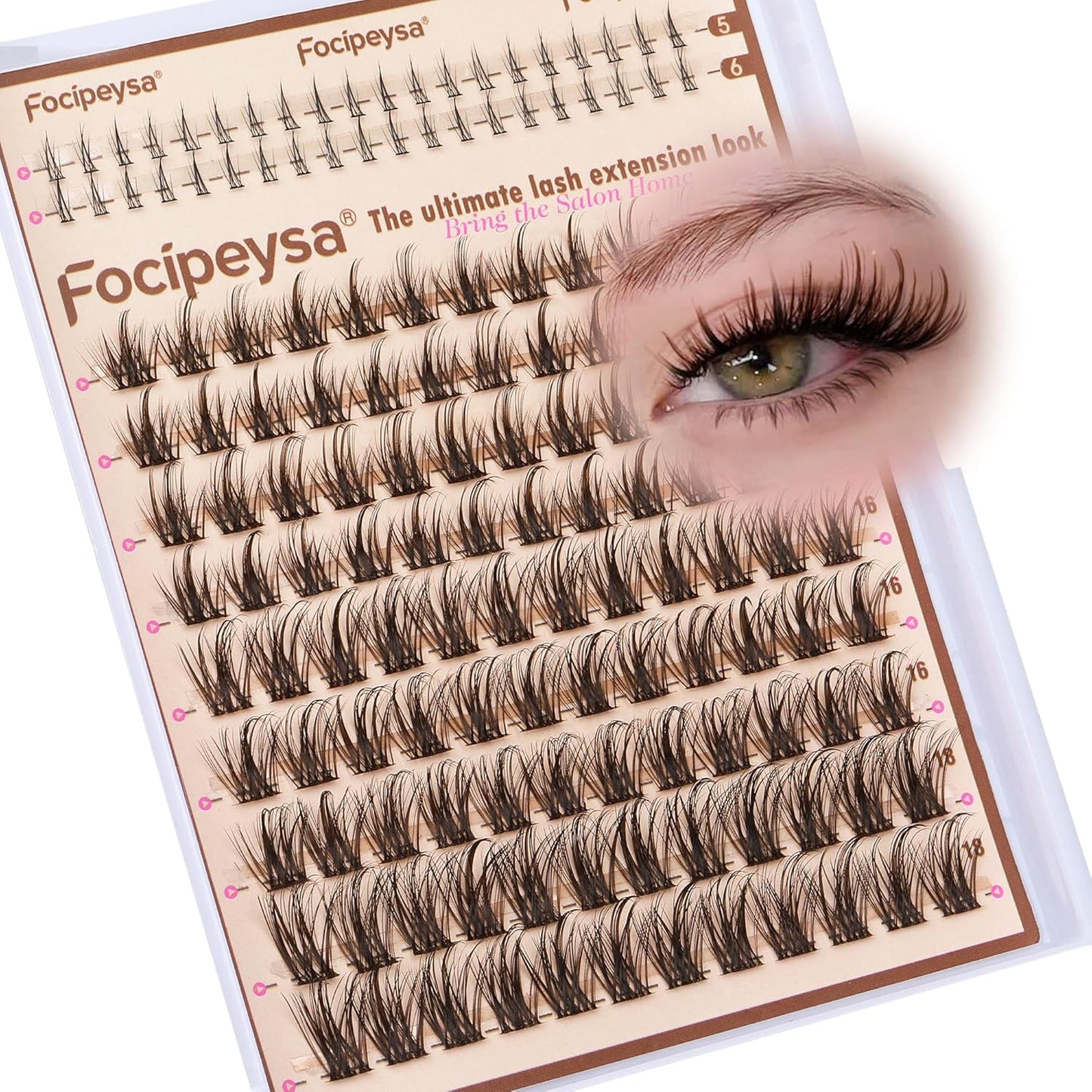 Focipeysa Wispy Clusters Eyelash Extensions Brown Lashes Clusters 12mm-18mm Eyelash Extensions Natural Lashes Extensions with Bottom lash Salon Effect Eyelash Clusters With Spikes