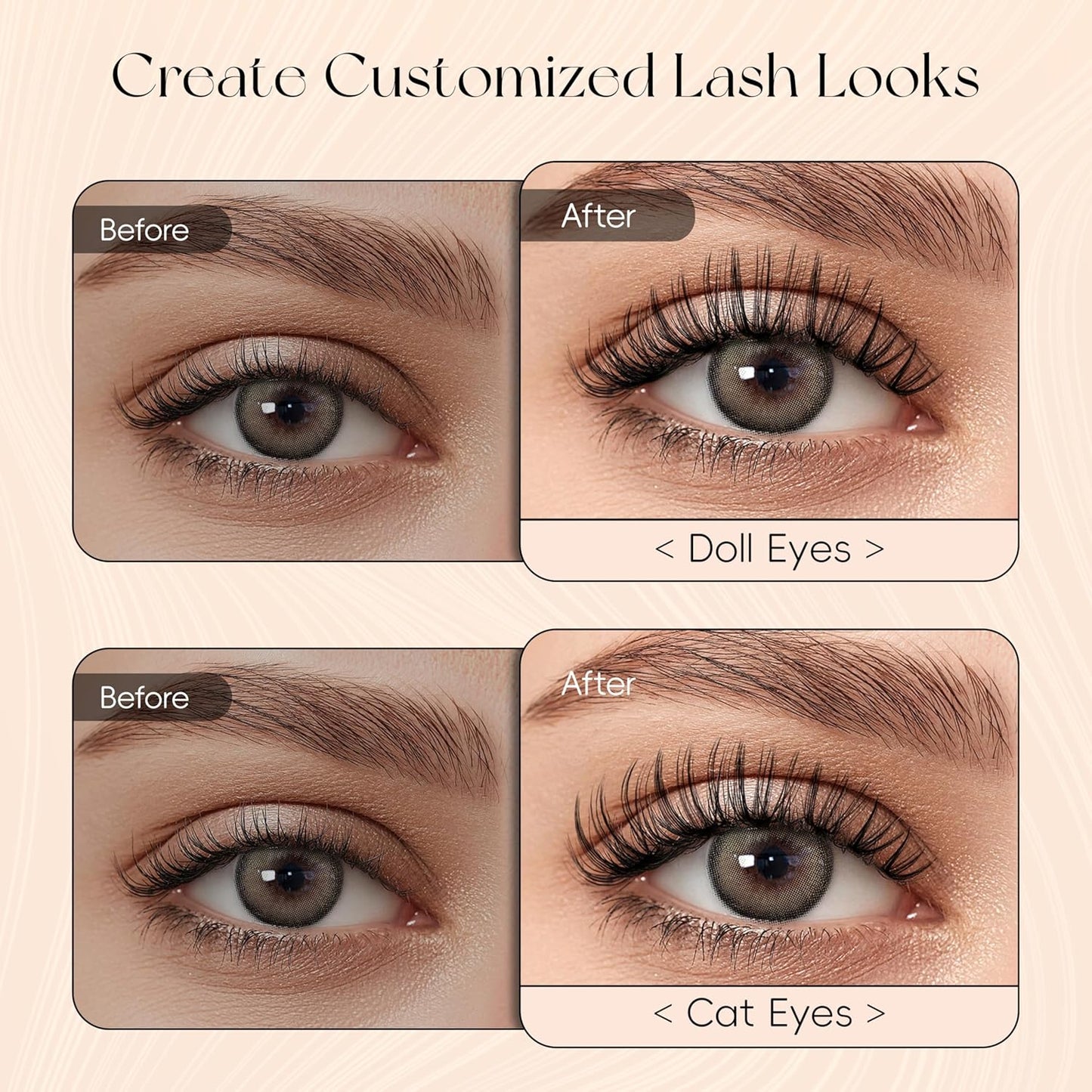 Lash Clusters DIY Lash Extensions, D Curl Individual Lashes Clusters Lashes Wispy Lash Extensions Natural Look Eyelash Clusters Mix 8-16mm(30D-0.07D-8-16mm)