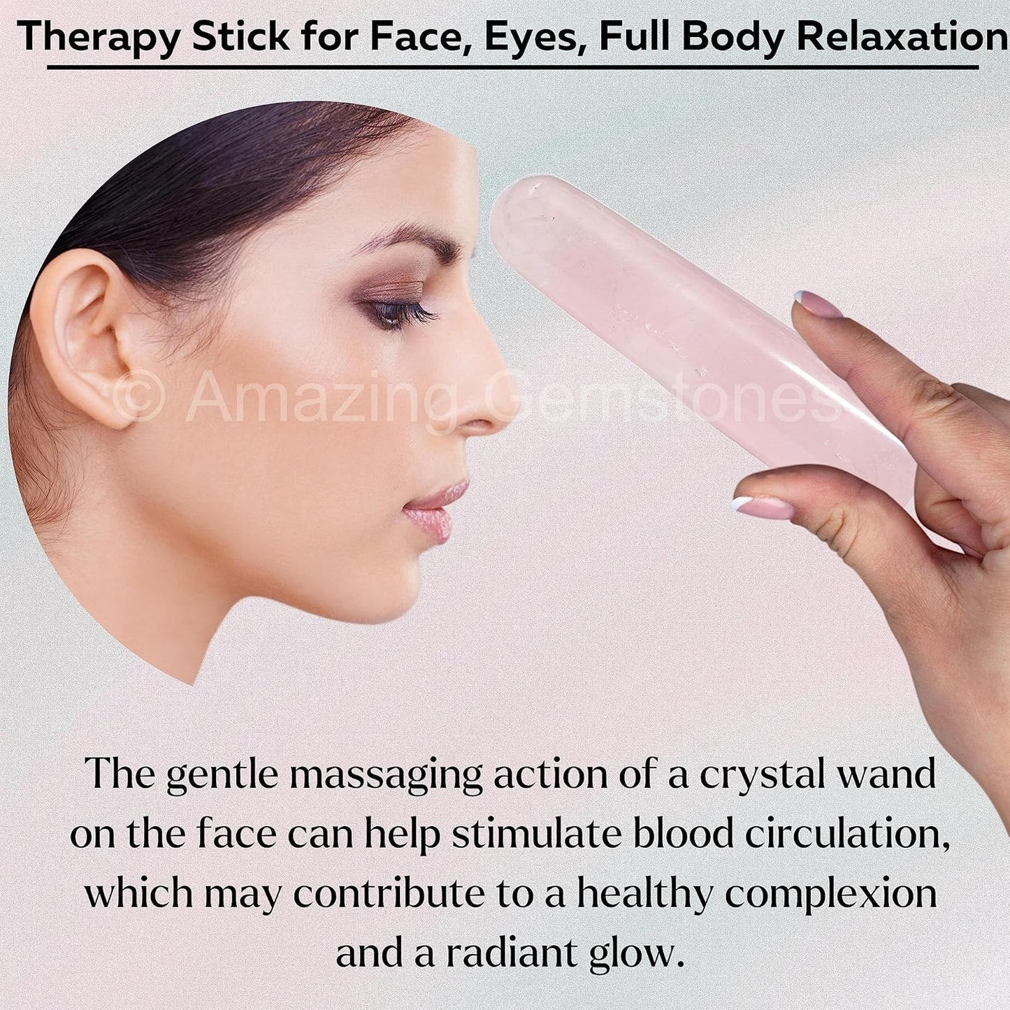 Amazing Gemstone Rose Quartz Crystal Wand Massage Stick - Pelvic Wand Gua Sha for Adults - Crystals and Healing Stones Massage Wands for Adults Gifts (Smooth)