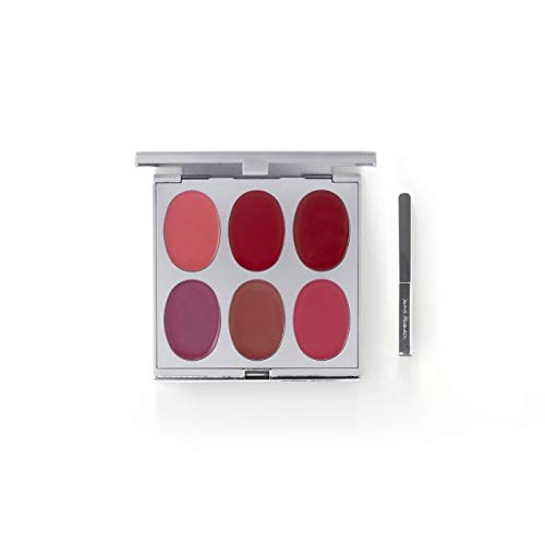 Jerome Alexander New Again Lipstick Palette & Retractable Brush, 6 Hot-Poured, Buildable & Blendable Smooth Matte Shades (Hot Colors)