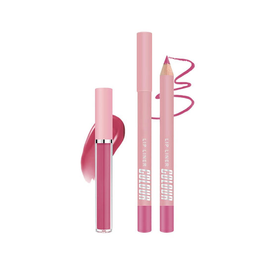 Matte Lip Liner Lip Gloss Set, Long Lasting Waterproof Lip Gloss Set, Long-Lasting And Hydrating Beauty Daily Cosmetics Gift for Girls,High Pigment Not Easy to Lip Stains, Bright Pink