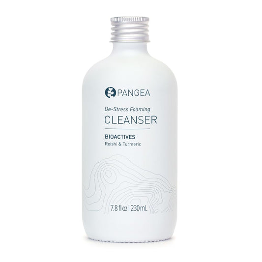 Pangea Organics Natural Reishi + Turmeric De-Stress Foaming Facial Cleanser | Vegan, Non-Toxic, Gentle & Hydrating | Sustainable Glass Bottle (7.8 fl oz | 230 ml)