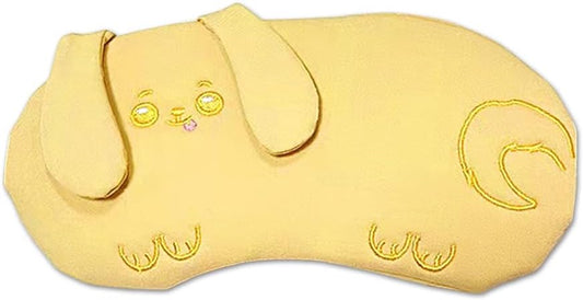PERFECTSIGHT Eye Mask, Cute Plush Lightweight Adjustable Eyeshade, Faux Fur Cover for Women Men Sleep Travel Nap, Yellow Puppy