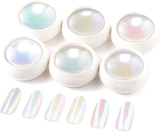 Pearl Chrome Nail Powder BISHENGYF -【0.8g Super Pearl Effect】Nail Chrome Iridescent Aurora Mermaid White Giltter Powder for Nails Art DIY