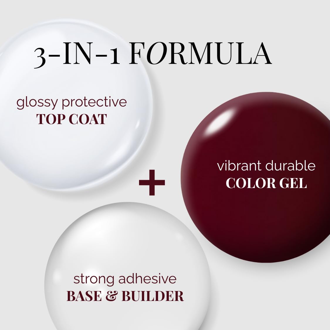 NAILOG One Step Dark Red Gel Nail Polish 12ml Top Coat Color Gel Base 3-In-1 Formula Soak Off UV Gel Polish for Home DIY & Gifting | Deep Plum Red