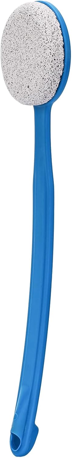 Pumice Stone for Feet with Long Handle (Curved Handle, Blue, Count, 1)