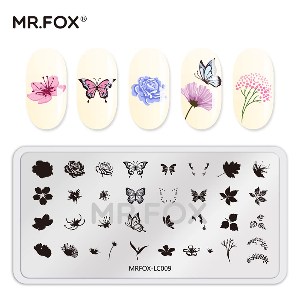 MR.FOX Nail Stamping Plate Set, 5Pcs Nail Art Stamp Kit Templates for Women with Plenty of Images