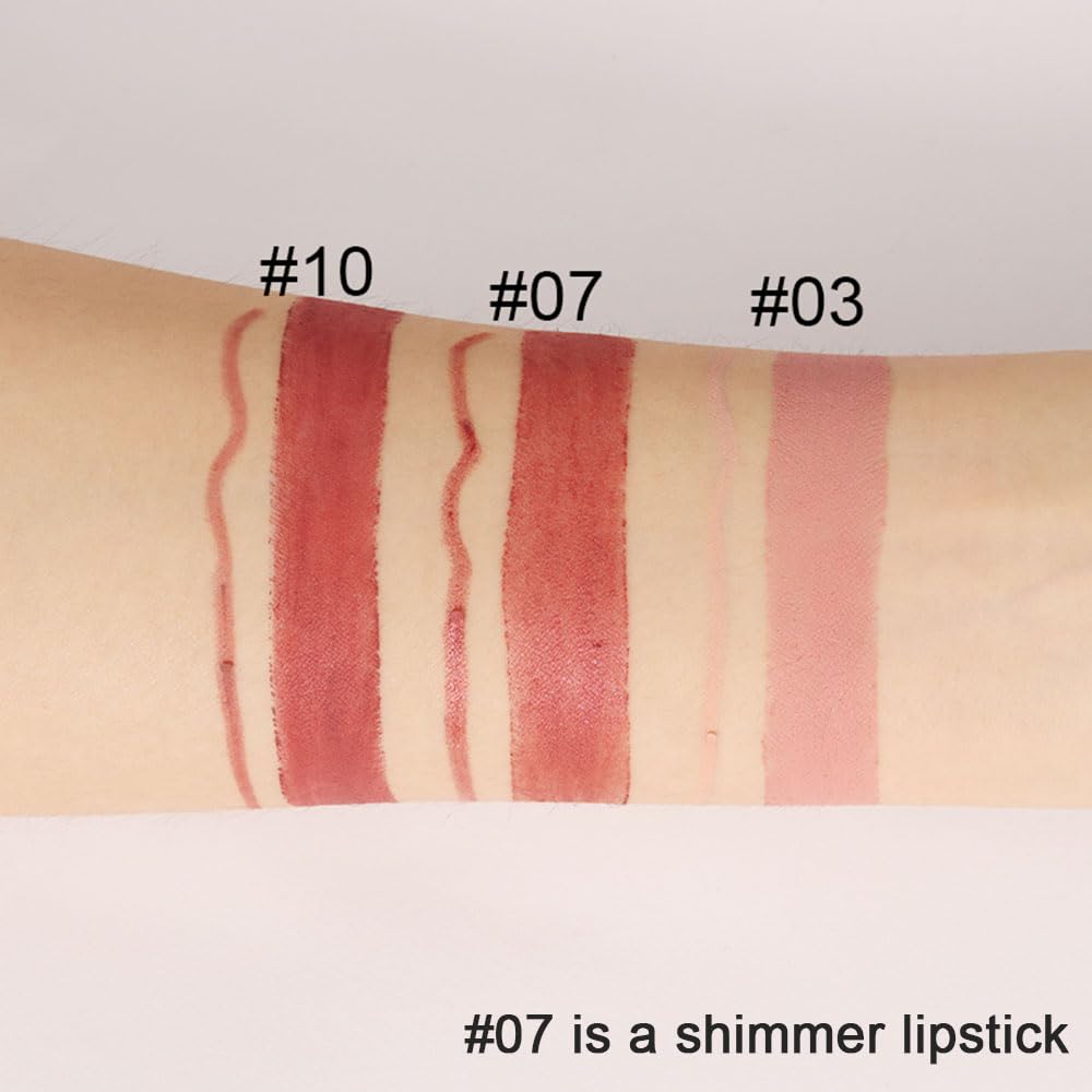 evpct 1Pcs Rose Gold Metallic Lip Liner and Lipstick Set Kit for Women Lips Kit with Lip Liner Lip Stains Long Lasting Waterproof 24 Hour Lipstick and Lip Liners Combo Lipliners Pencil Set 07#