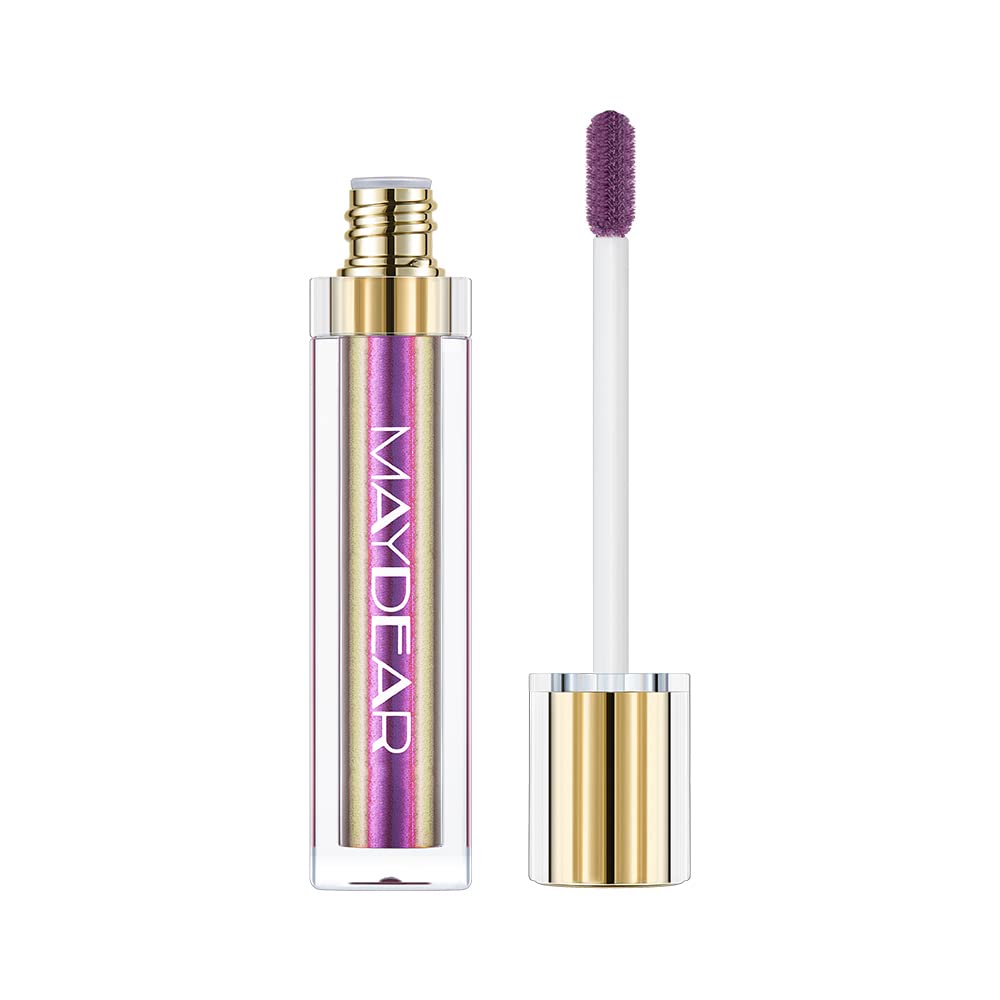 Maydear Chameleon Lipstick - High Pigmented Purple Lip Gloss, Full-Coverage Multichrome Lipstick, Long Lasting Rainbow Lip Makeup, Golden Plum (09)