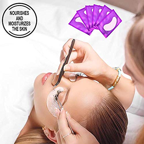 100 Pairs Eyelash Extension Gel Patches, Lash Extensions Hydrogel Under Eye Pads Beauty Eye Mask supplies(purple)