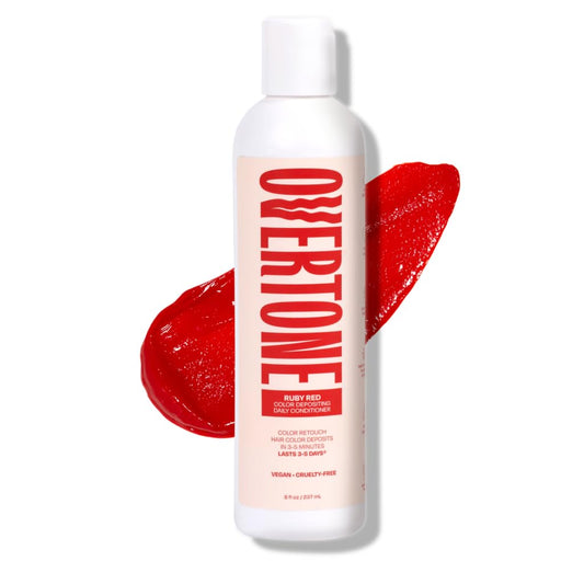 Overtone Daily Color Depositing Conditioner: 8oz Temporary Coloring Conditioner with Shea Butter & Coconut Oil, Refresh Color & Prevent Fading, Vegan & Cruelty-Free, Extreme Red is Ruby Red