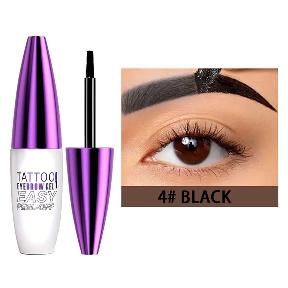Peel Off Tattoo Brow Tint Gel - 2pcs Black Eyebrow Kit, Waterproof, Transfer-Proof & Sweatproof, Quick Peel Formula for Natural Fuller Brows, Mother’s Day Gifts for Women All Skin Types