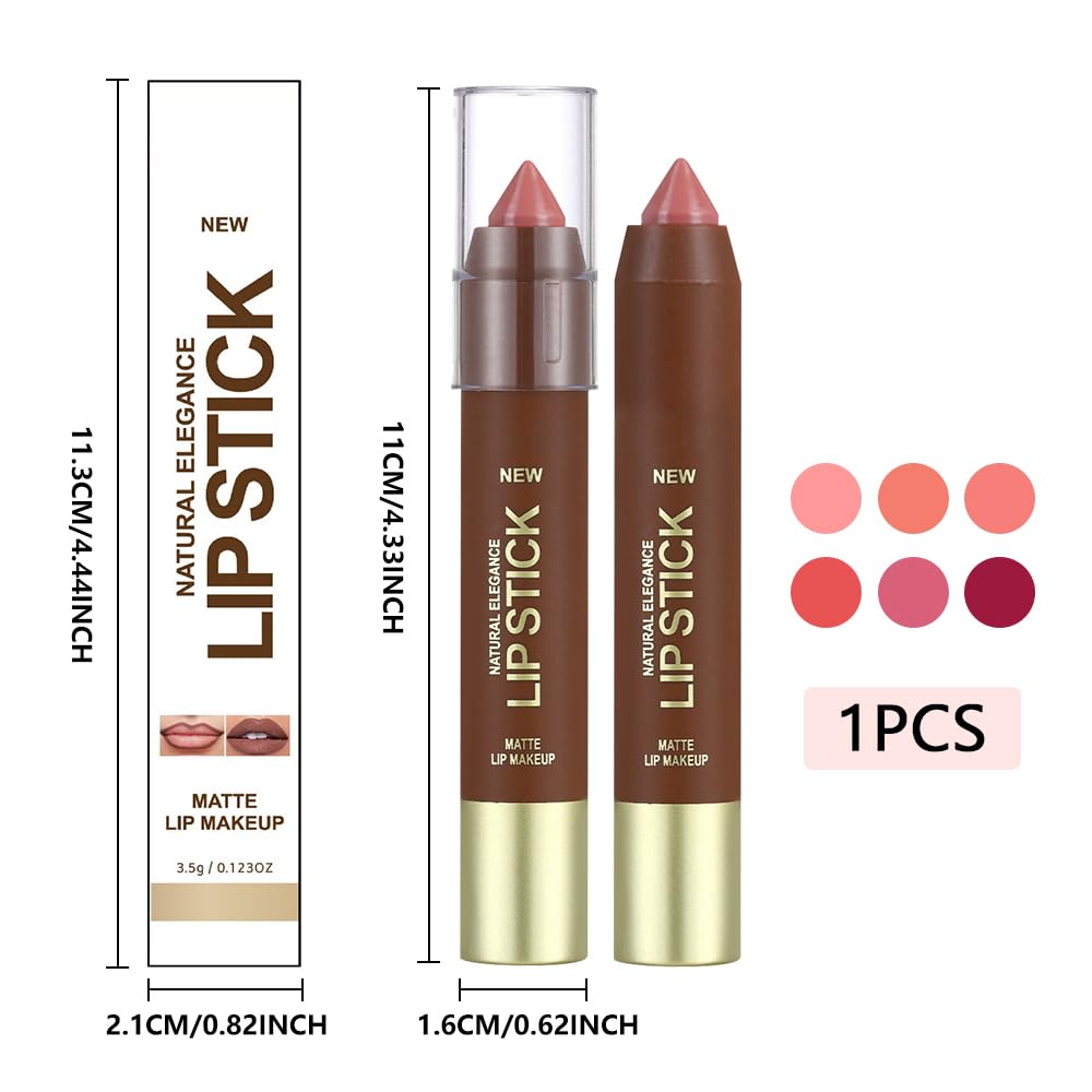 Matte Lipstick Crayon Set for Women, Nude Pink 24 Hour Lipstick Lip Liner Pencil, Neutral Lip Stick Lipliner Long Lasting Waterproof Smudge Proof, Vegan & Cruelty-Free, 03