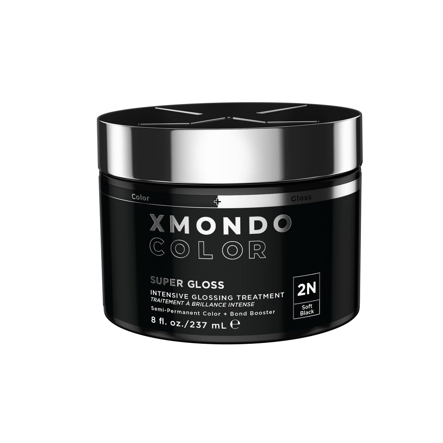 XMONDO Color Soft Black Color Depositing Mask & Semi-Permanent Hair Dye Super Gloss Infused with Bond Boosters for Nourishment, Revitalize & Repair, Vegan Formula, 8 Fl Oz