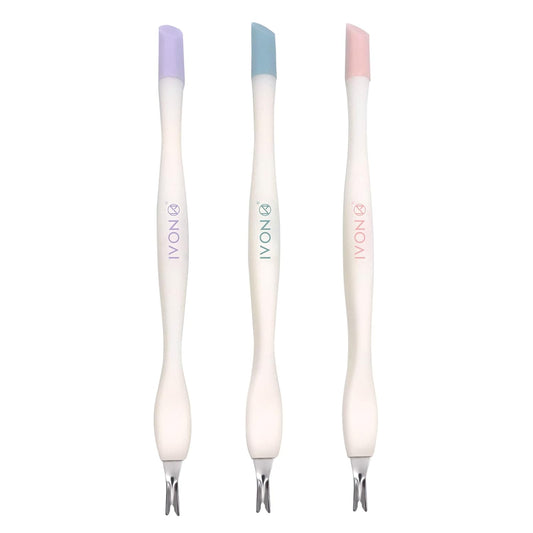 IVON Cuticle Trimmer with Pusher, 3pcs Rubber Tip Cuticle Tool for Nail Art