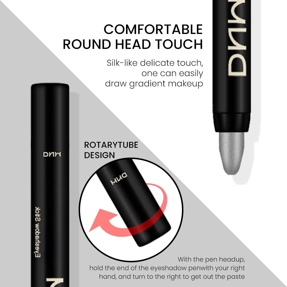 Kaely 2Pcs Bright Blue Eyeshadow Stick for Older Women, Metallic Shimmer Glitter Cream Eye Shadow Pencil Crayon, Light Blue Eyeliner Waterproof Halloween Makeup, 11+13