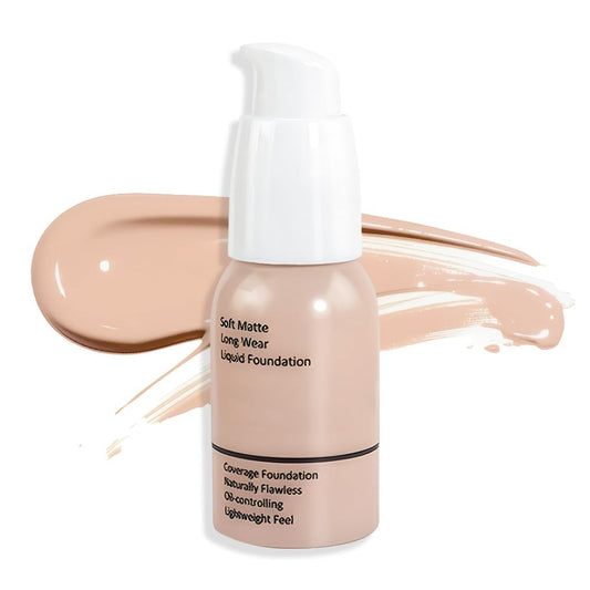 Matte Liquid Full Coverage Foundation, Flawless Soft Matte 24HR Oil Control Full Coverage Foundation Makeup for Women, Long-Lasting Waterproof Full Coverage, 01#Nude (01, Pack of 1)