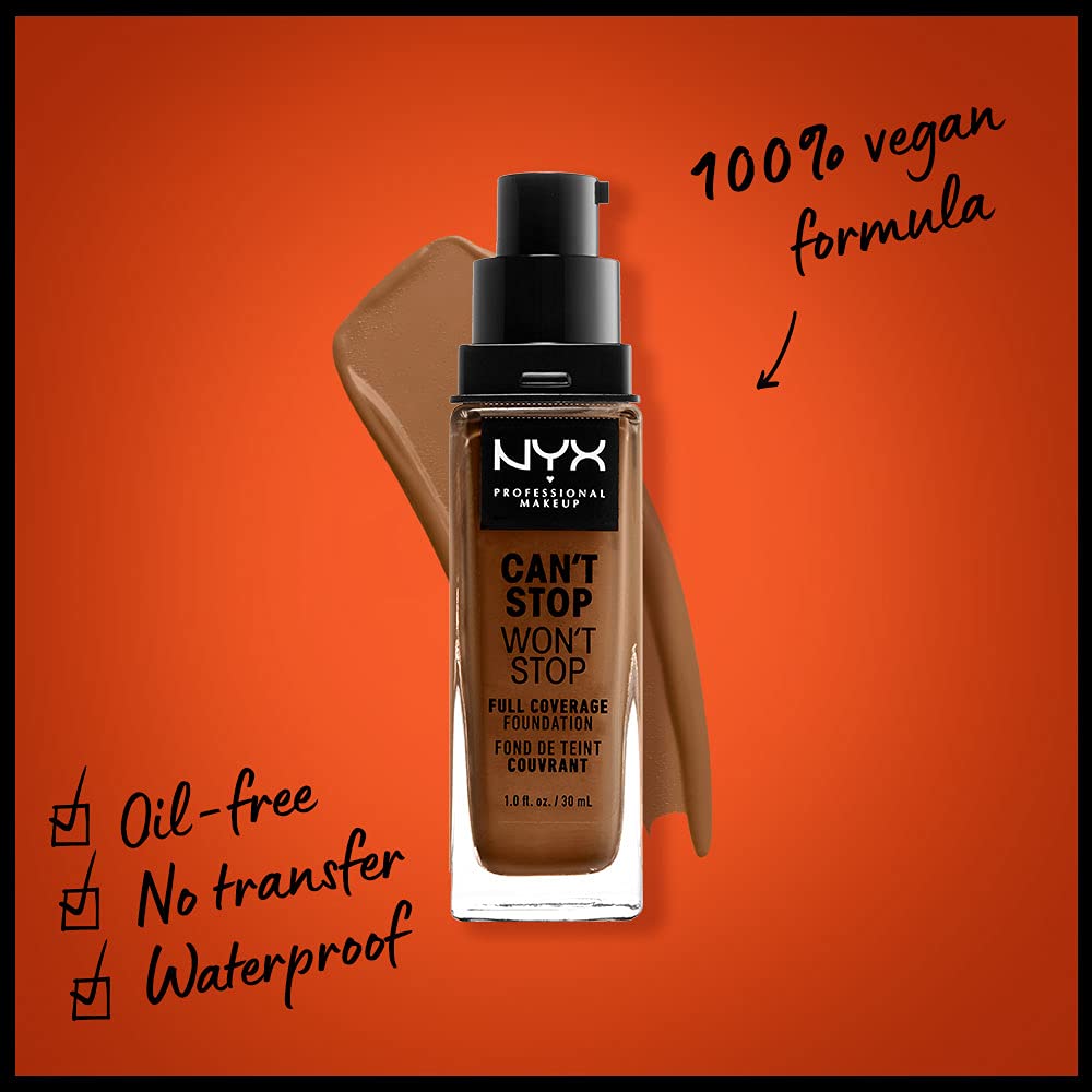 NYX PROFESSIONAL MAKEUP Can't Stop Won't Stop Foundation, 24h Full Coverage Matte Finish - Warm