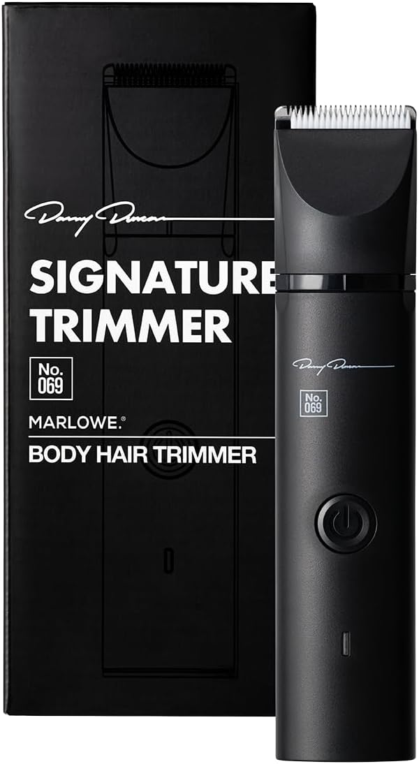 MARLOWE. No. 069 Hair Trimmer for Men, Signature Body Hair Trimmer, Lightweight, Waterproof Personal Groomer with Detachable Stainless Steel & Ceramic Blades, Rechargeable Battery