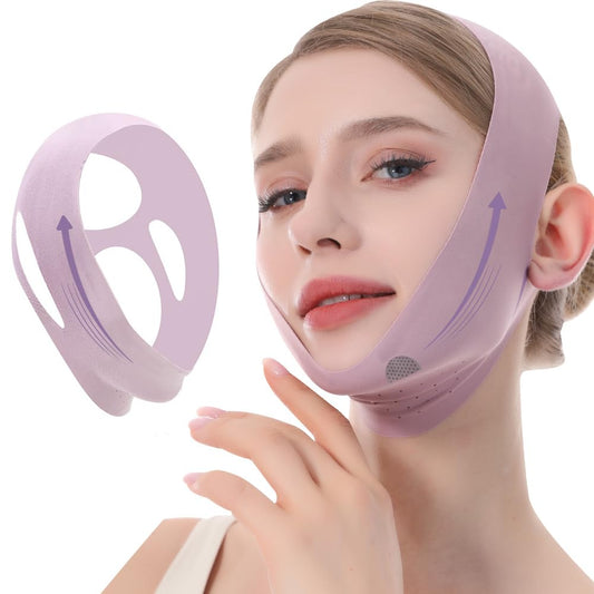 V-Line Lifting Mask & Chin Strap for Sleeping, Reusable Double Chin Reducer, Jaw Exerciser, Face Slimming & Sagging Prevention, Medium