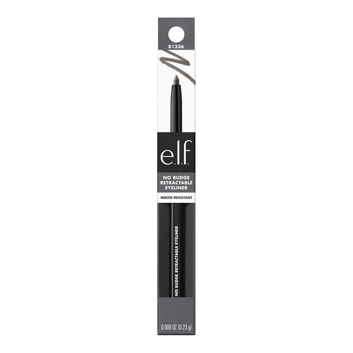 e.l.f. No Budge Retractable Eyeliner, Creamy, Ultra-Pigmented & Waterproof, Creates Bold & Defined Lines, Vegan & Cruelty-Free, Grey