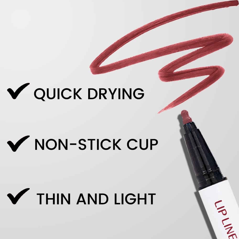 evpct Longwear Liquid Lip Liner Stain Marker Pen Long Lasting Waterproof, Black Cherry Matte Semi Permanent 24 Hour Lip Liner and Lipstick Combo, Korean Color Stay Lipliner All Day Lips Stain peel off