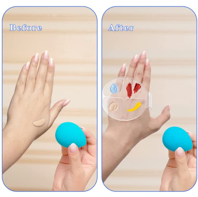 HLLMX 2 PCS Handheld Makeup Mixing Tray Hand Makeup Mixing Palette Acrylic Nail Art Manicure Palette Clear Foundation Palette Eyeshadow Makeup Hand Palette for Mixing Foundation