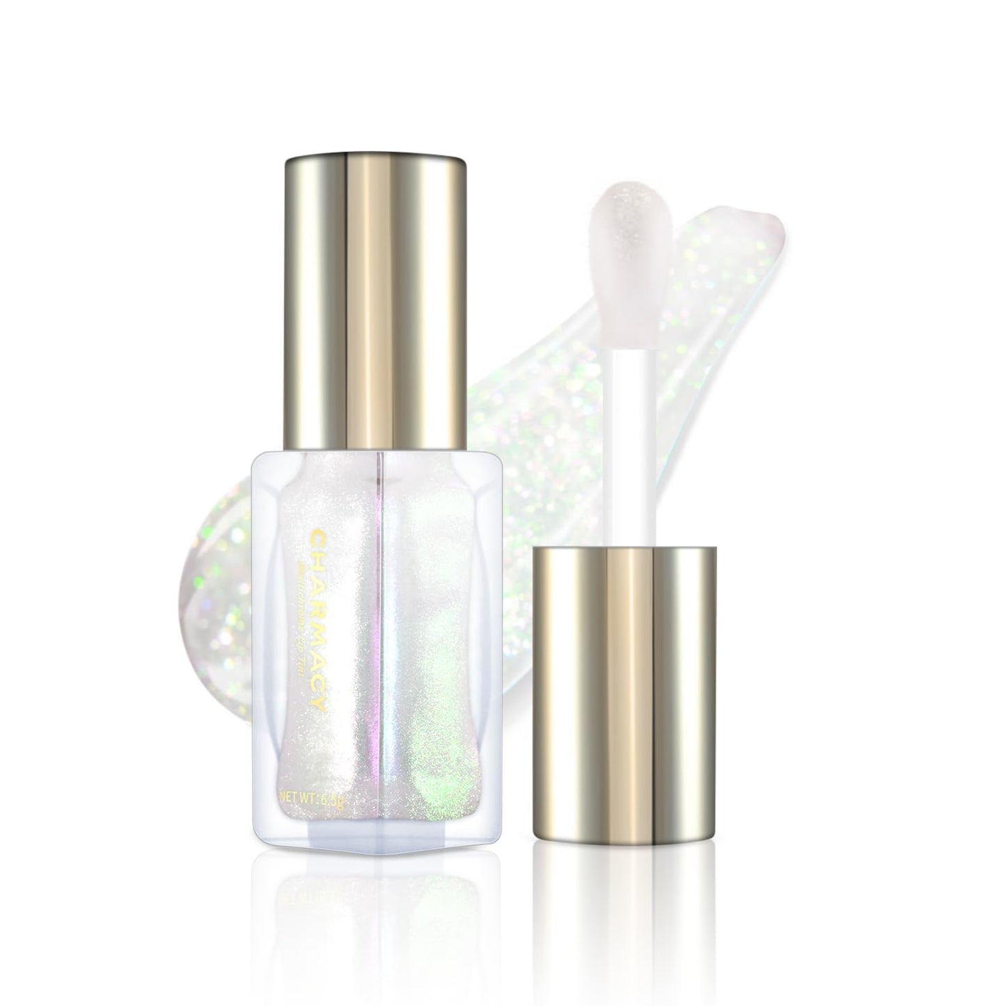 CHARMACY Aurora Chameleon Moisturizing Lip Gloss, MultiColor Shifting Shimmer Lip Gloss, Hydrating Non-Sticky Formula Glitter Lip Glaze, Easy to Apply, Long-Lasting, High-Shine Sheer Finish #04