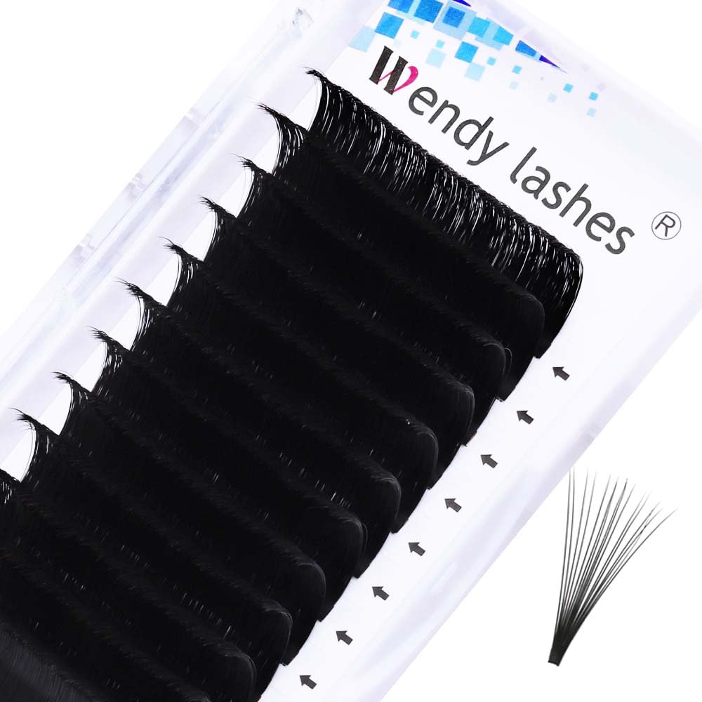 Easy Fan Volume for Lash Artists: Wendy, Handmade Fans for Eyelash Extensions, Self Fanning, Blooming, B-KH, Black, D-0.05-13