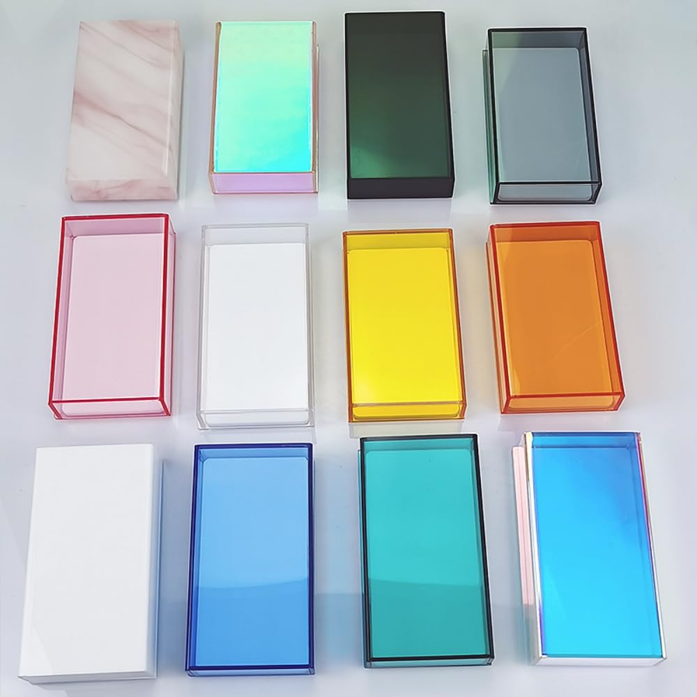 Grafting False Eyelash Acrylic Extension Pallet Organizer, Eyelash Extension Glue Tweezers Plate Makeup Palette, Dustproof Storage Box Display Training Tools Salon (Transparent Grey)