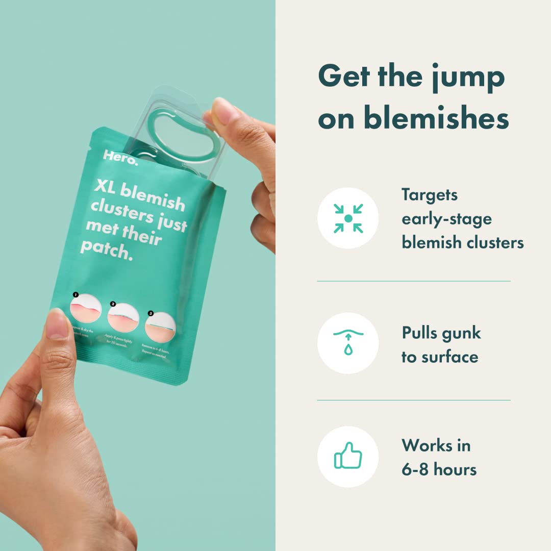 Mighty Patch Micropoint Large Hydrocolloid Pimple Patches for Face Blemishes from Hero Cosmetics, Acne Stickers for Early Stage Zits & Hidden Pimples, 1,385 Proprietary Micropoints, 6 Count