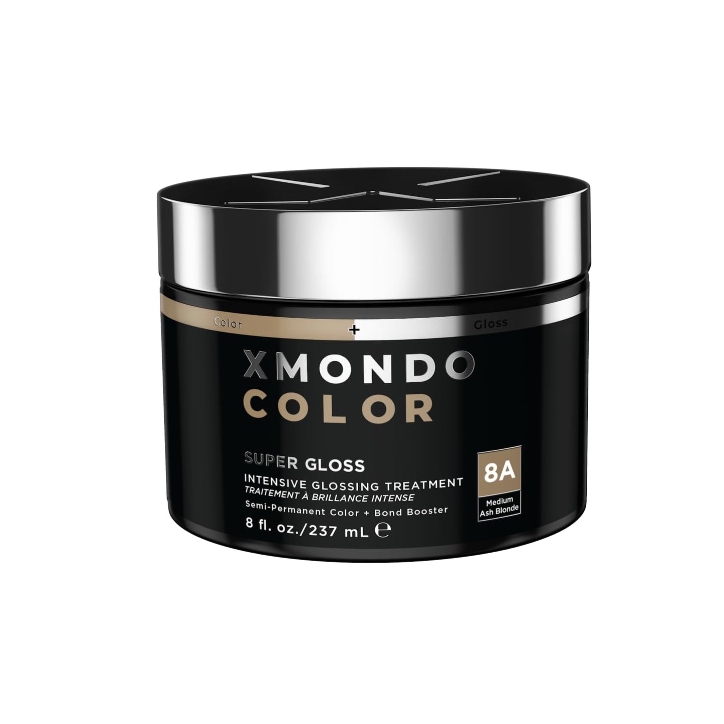 XMONDO Color Ash Blonde Color Depositing Mask & Semi-Permanent Hair Dye Super Gloss Infused with Bond Boosters for Nourishment, Revitalize & Repair, Vegan Formula, 8 Fl Oz