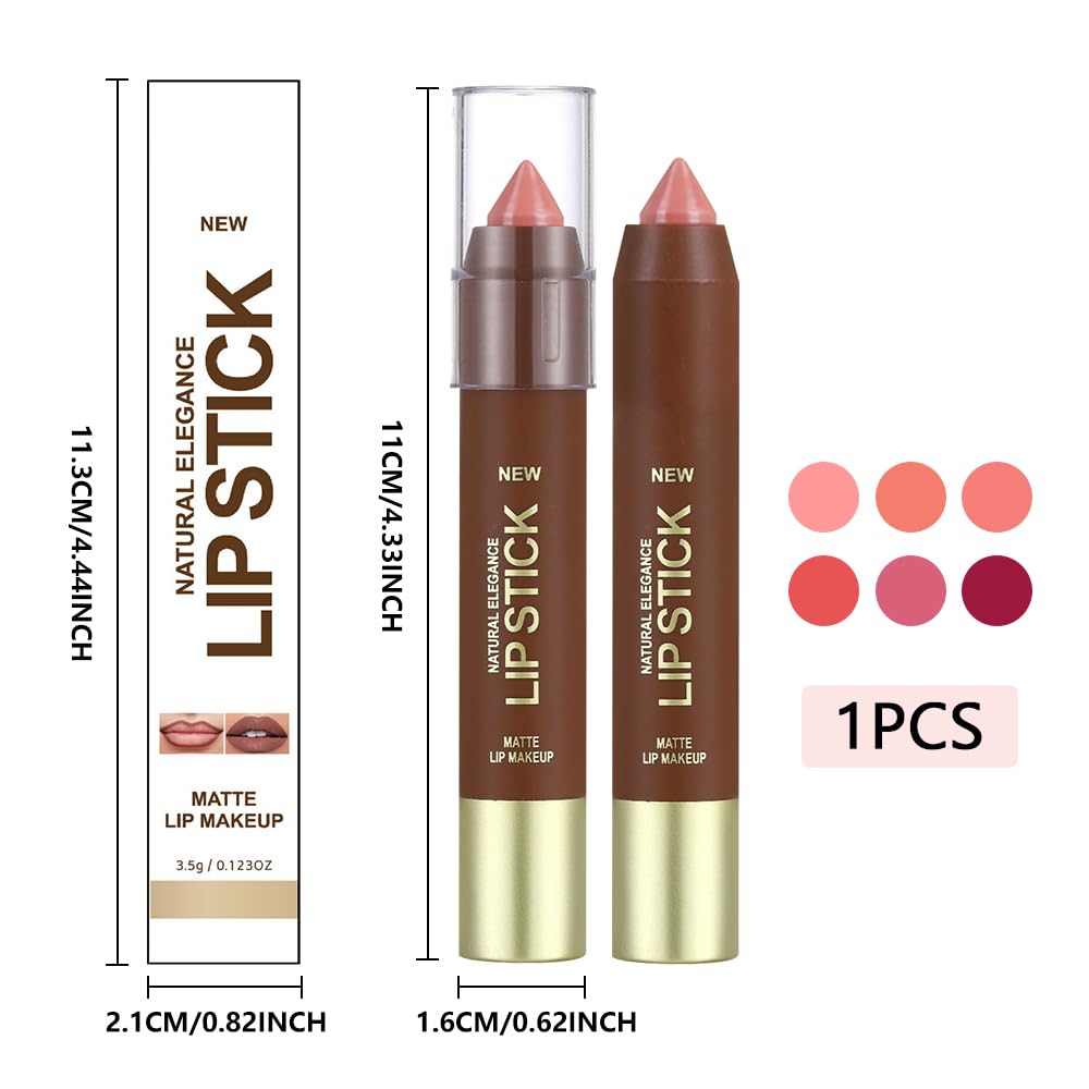 Matte Lipstick Crayon Set for Women, Rose Pink 24 Hour Lipstick Lip Liner Pencil, Neutral Lip Stick Lipliner Long Lasting Waterproof Smudge Proof, Vegan & Cruelty-Free, 01