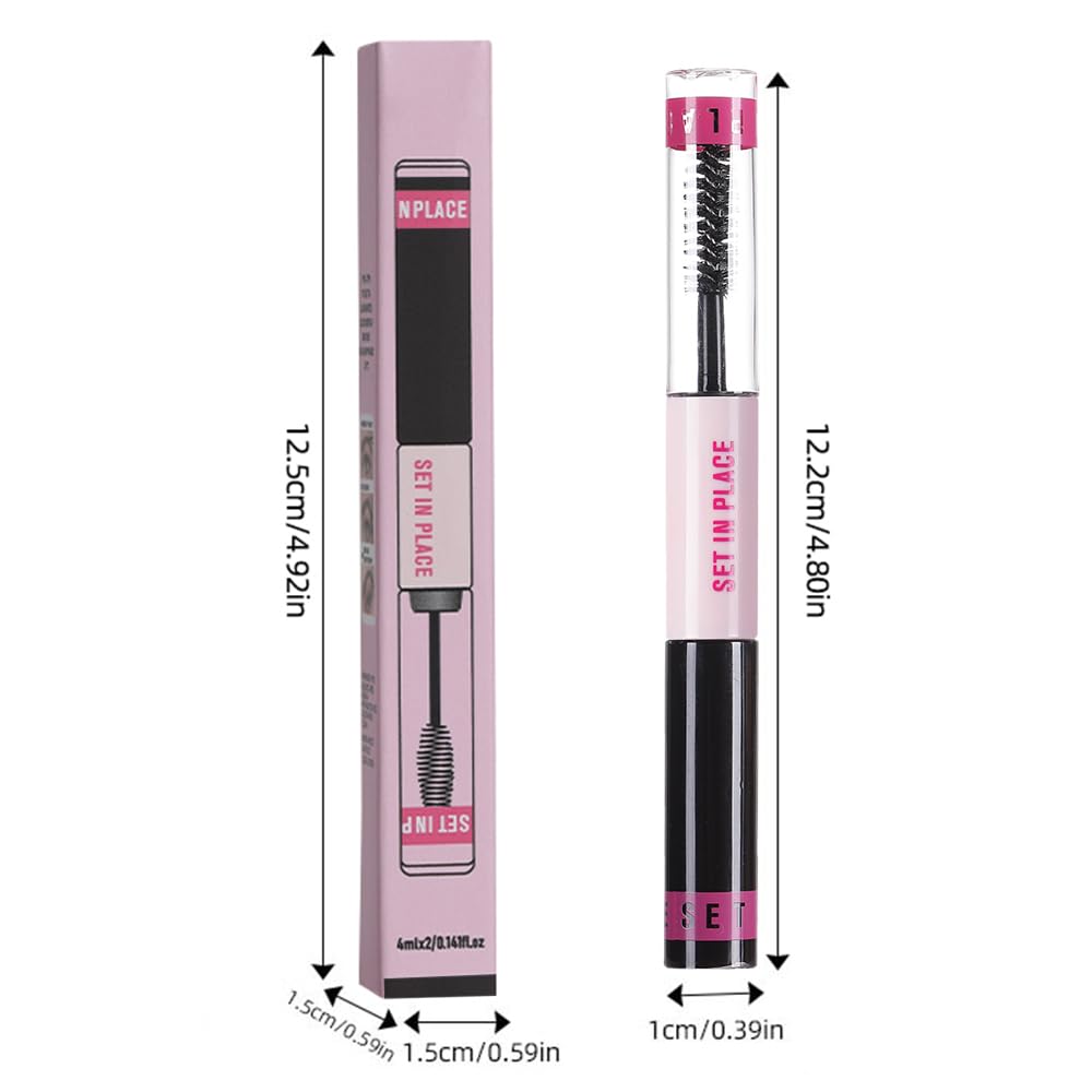 evpct 2-in-1 Tinted Brow Gel & Clear Brow Setting Glue Eyebrow Gel Kit - Strong Hold 24HR Waterproof Smudgeproof Eyebrow Makeup for Natural Soft Full Brows, Brows Enhancer Mascara Makeup - Black