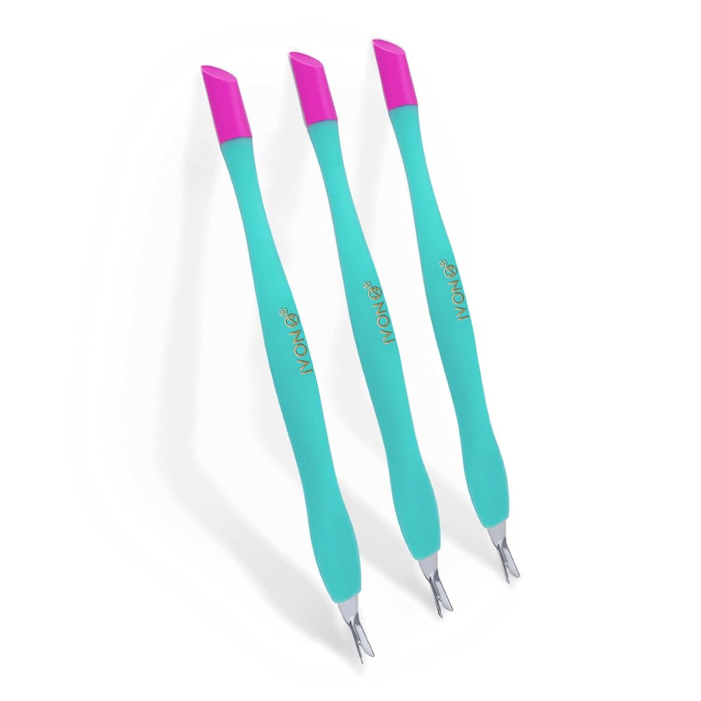 IVON 3pcs Cuticle Trimmer Pusher, Rubber Tip Soft on Nail Bed