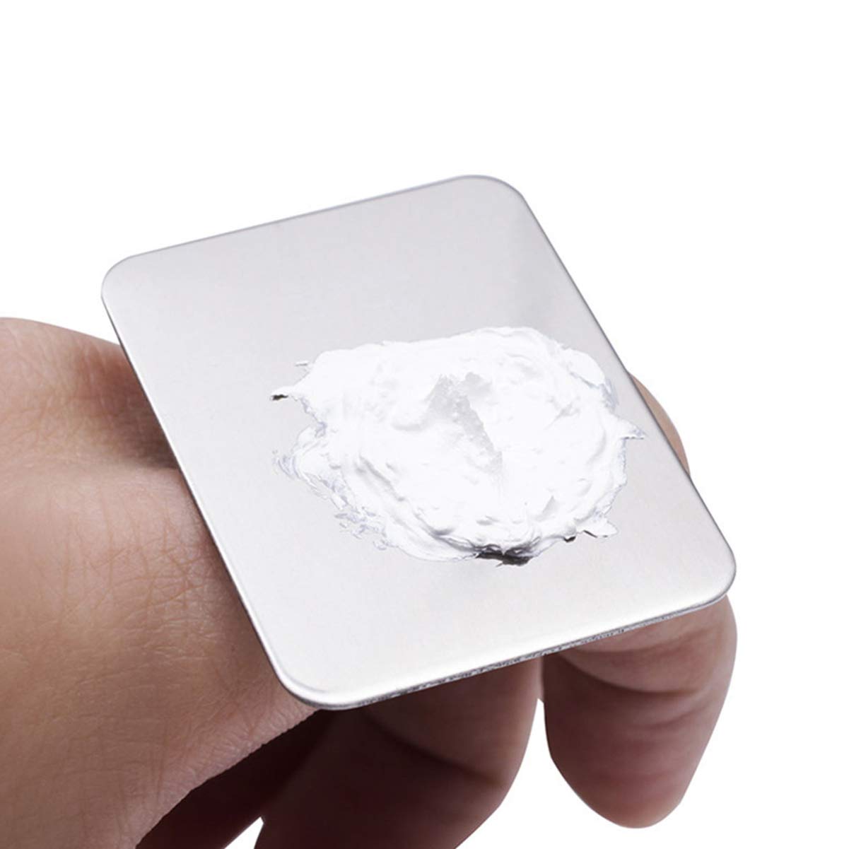 Minkissy Makeup Plate, Mini Nail Art Cosmetic Ring Palette Stainless Steel Foundation Mixing Palette with Spatula Tool