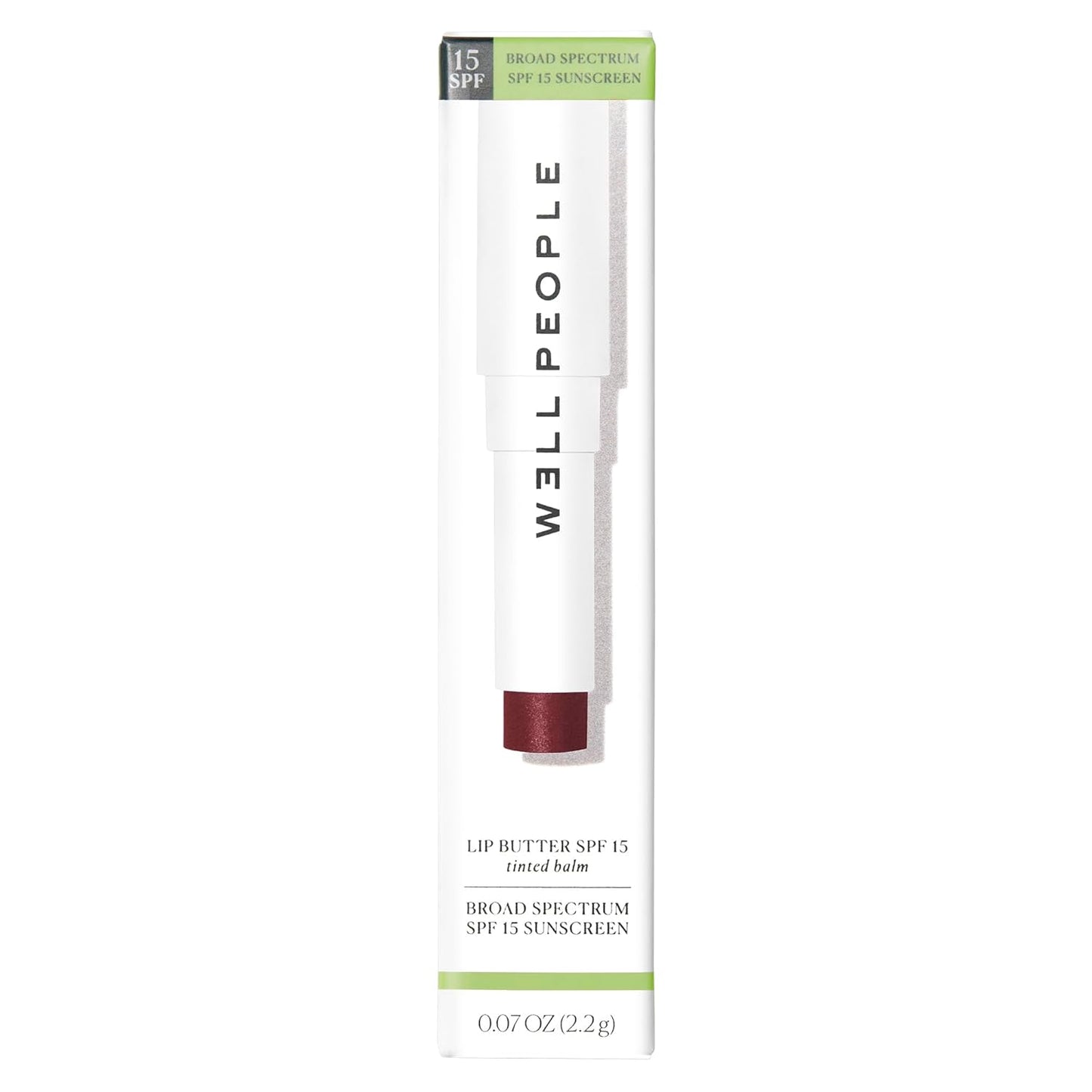 Well People Lip Butter SPF 15 Tinted Balm, Hydrating Lip Balm For Sun Protection & A Hint Of Color, Infused With Non-Micronized Zinc Oxide, Vegan & Cruelty-free, Wine