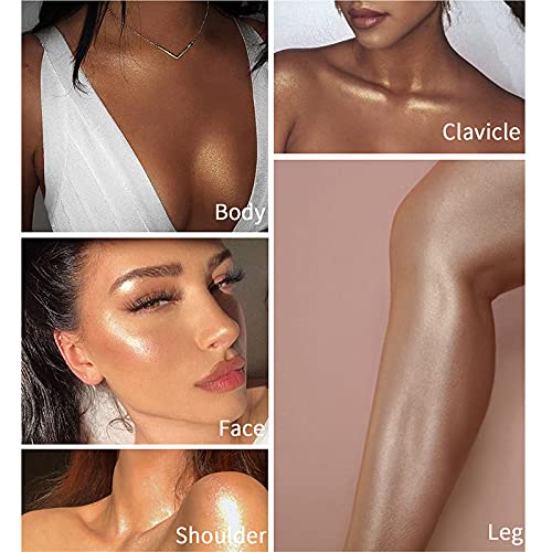 2 Pack Body Luminizer, High Gloss Waterproof Body Luminizer Glitter Face Shimmer Moisturizer Lotion Tan Cream Foundation Makeup Bronzer(103 Glistering Bronze)