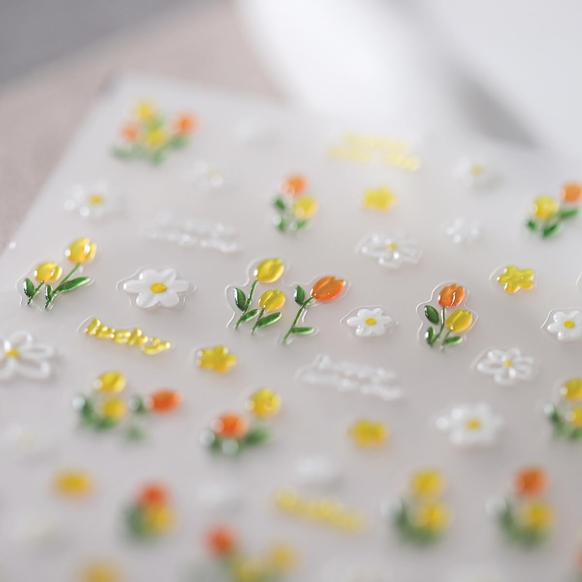 Flower Nail Stickers Floral Nail Art Spring Daisy Nail Decals Cute Jelly Stickers for Nails Designs Self Adhesive Nail Art Supplies & Decorations for Women Girls 1 Sheet