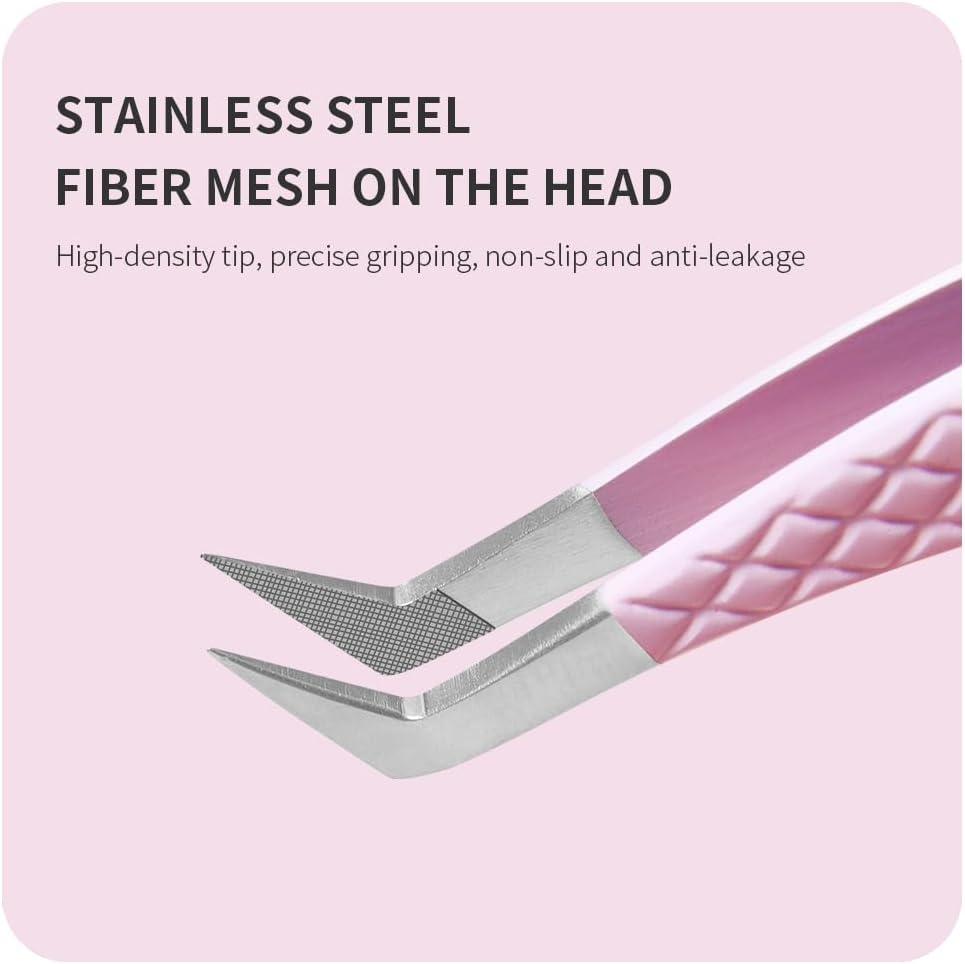 Eyelash Extension Tweezers,Fiber Tip Grip Boot Volume Lash Tweezers,Professional Pointed Lash Extension Tweezers for Easy Lash Application and Removal-F02