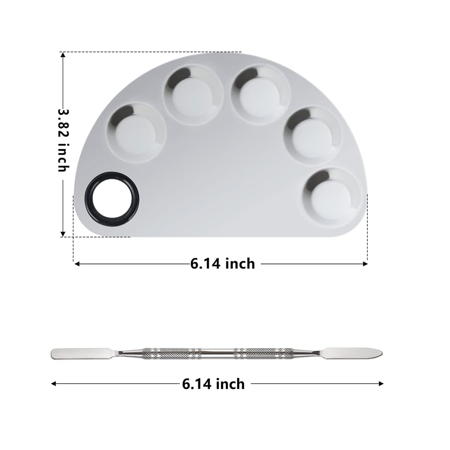Makeup Mixing Palette, Premium Stainless Steel Cosmetic Makeup Palette with Spatula Tool, Nail-art Cosmetic Palette for Mixing Cosmetic/Nail Polish/Pigment (Semicircle)