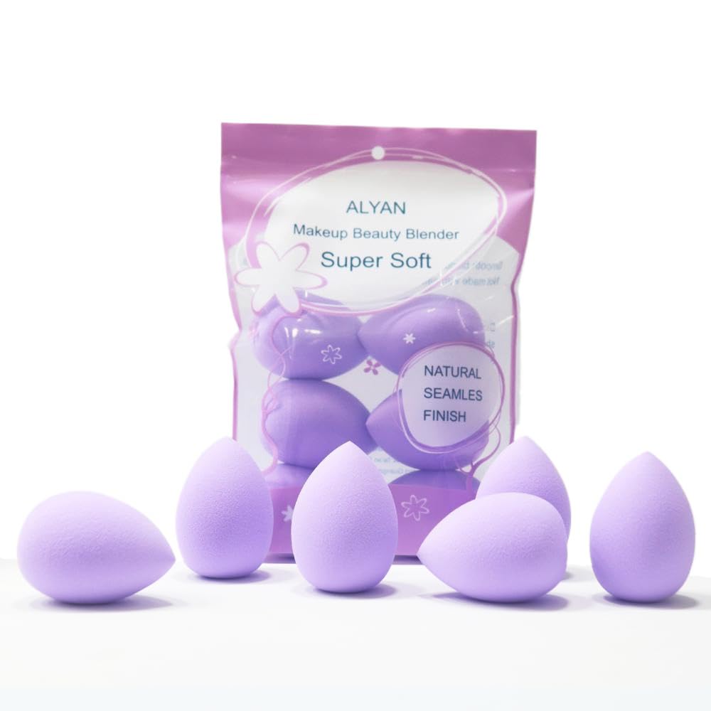 6PCS makeup Sponge Set Latex Free and High-definition Set of makeup Wonder blender For Powder Cream and Liquid, Super Soft Wonder Beauty Cosmetic Dry & Wet Multi-Use