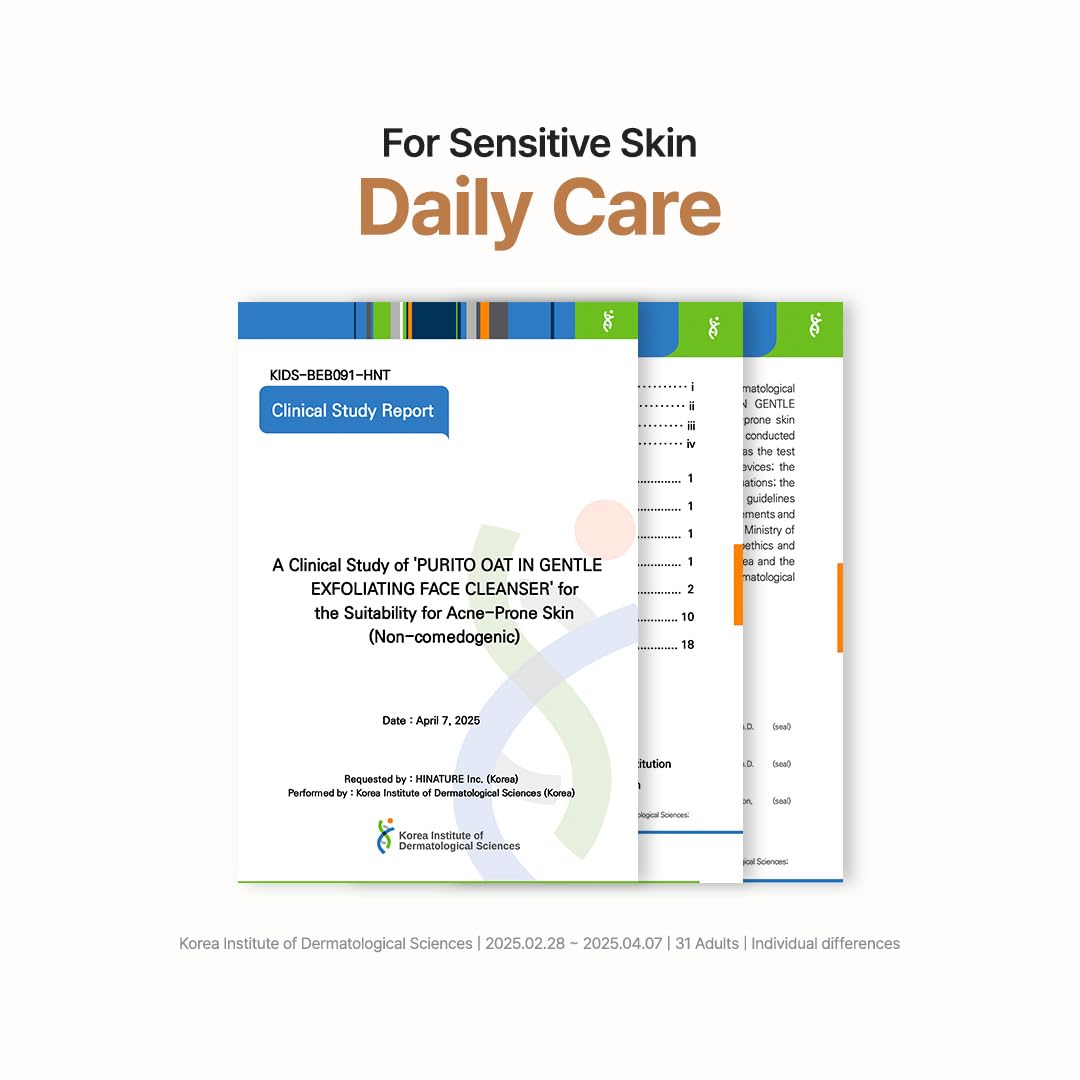 Purito Oat Exfoliating Facial Polish Cleanser - Hydrating Daily Face Wash with Gentle Scrub Clay Pore Minimizing Panthenol, Oat Seed Water Vegan, Non-comedogenic Korean Skin Care 5.07 fl.oz