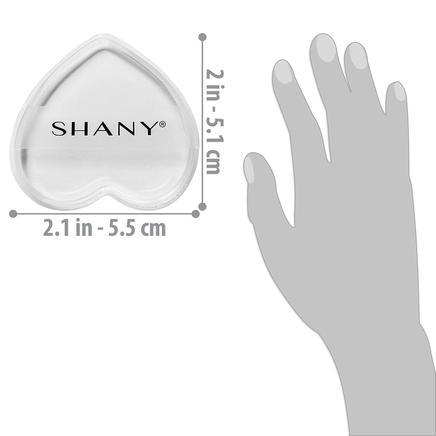 SHANY Stay Jelly Silicone Sponge - Clear & Non-Absorbent Makeup Blending Sponge for Flawless Application with Foundation - HEART (Pack of 2)