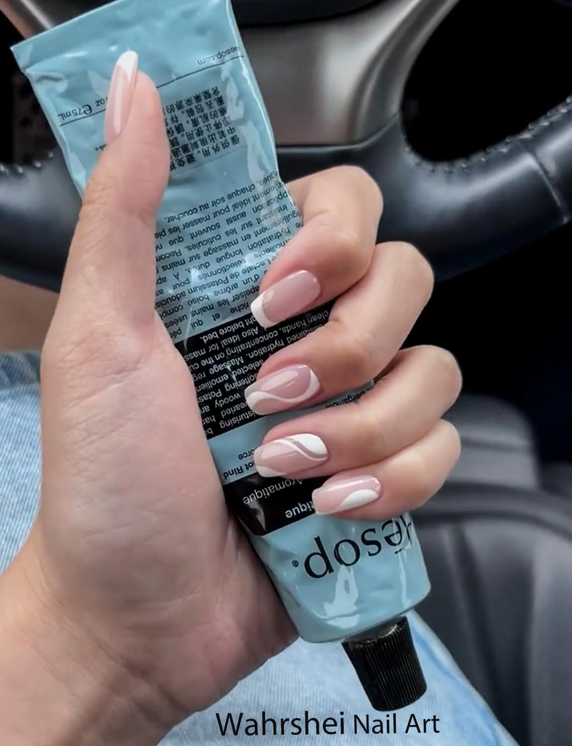 Semi Cured Gel Nail Strips, Irregular French, Strips 20pcs Gel Nails Sticker UV for Home Nails DIY